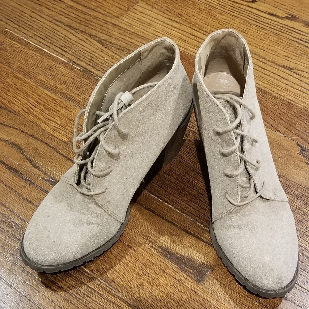 Beige suede booties